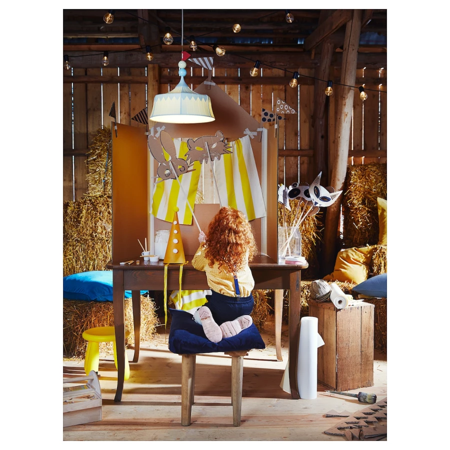 Подвесной светильник - TROLLBO IKEA / ТРОЛЛБО ИКЕА, 37 см, голубой (изображение №3)