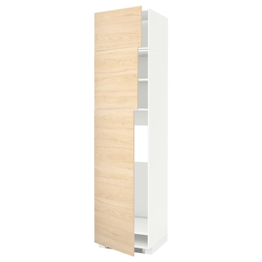 Высокий кухонный шкаф - IKEA METOD/МЕТОД ИКЕА, 240х60х60 см, белый/под беленый дуб (изображение №1)