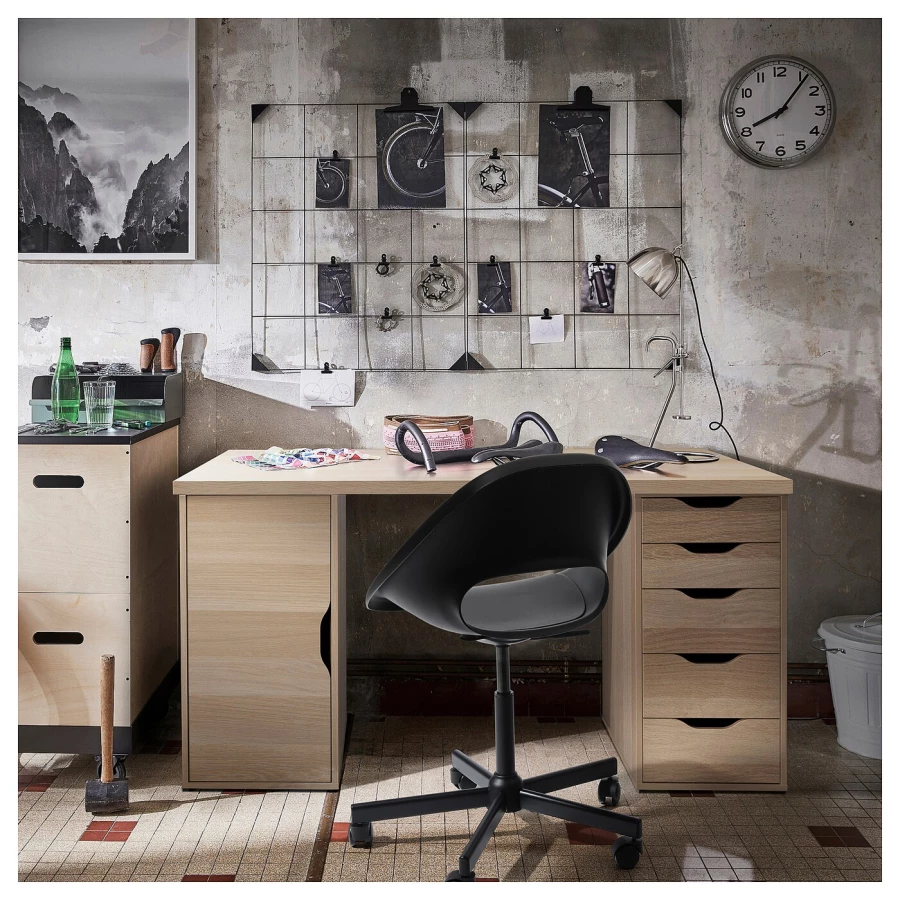 Письменный стол с ящиками - IKEA LAGKAPTEN/ALEX, 140х60 см, под беленый дуб, ЛАГКАПТЕН/АЛЕКС ИКЕА (изображение №4)