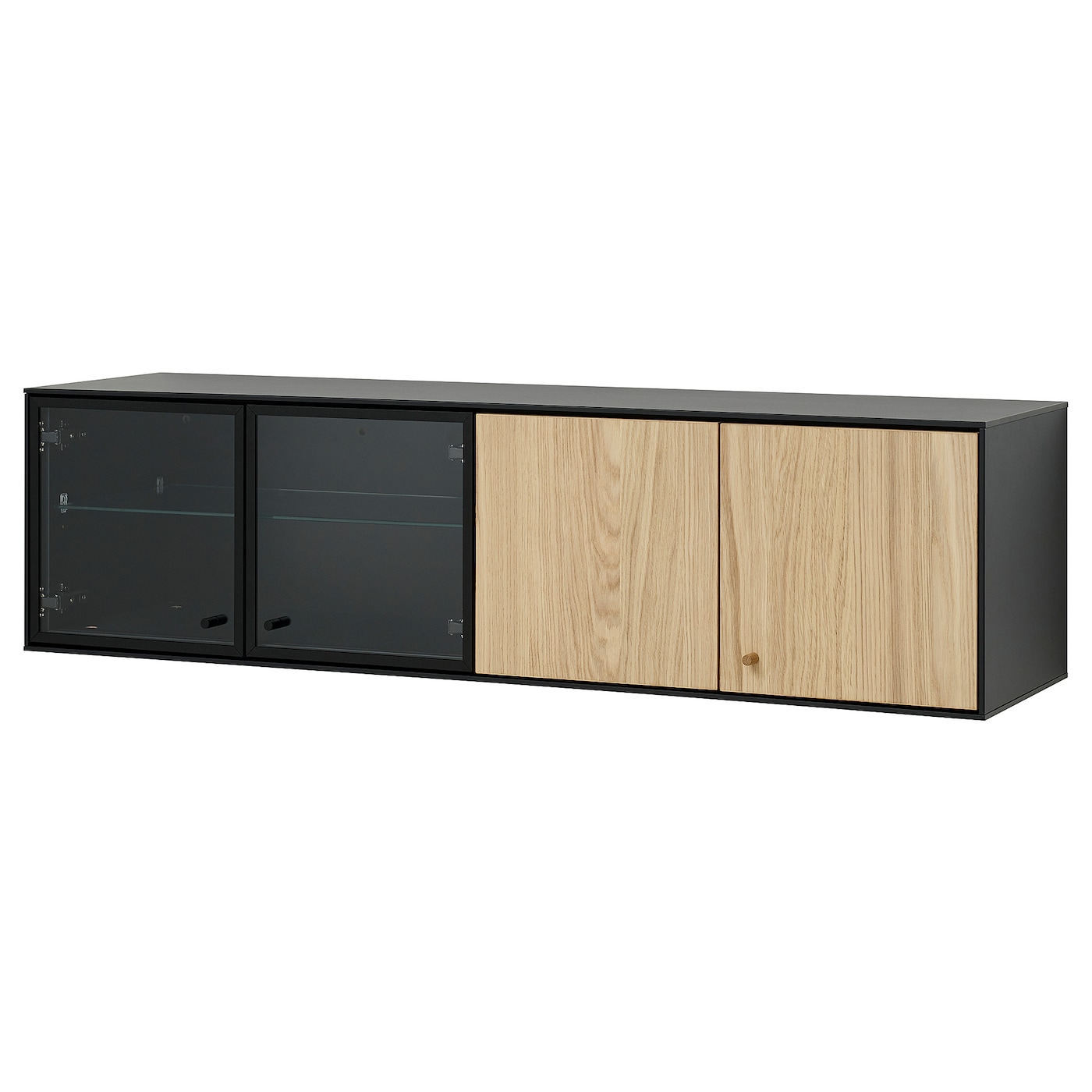Полка настенная - BOASTAD IKEA/ БОАСТАД ИКЕА,  121х32х32 см,  черный/под беленый дуб