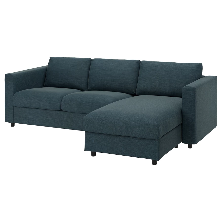 VIMLE Чехол на 3-местный диван с шезлонгом/Хилларед темно-синий ИКЕА (изображение №1)