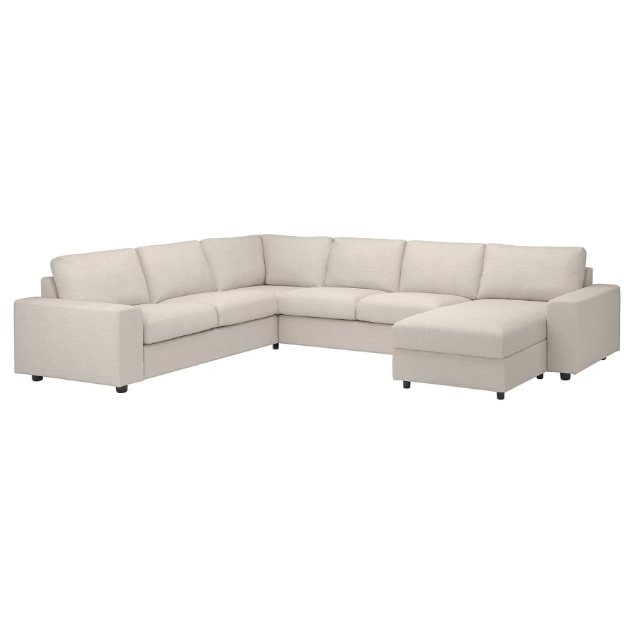 Угловой диван-кровать с шезлонгом - IKEA VIMLE/ВИМЛЕ ИКЕА, 256/337х68х164 см, белый (изображение №1)
