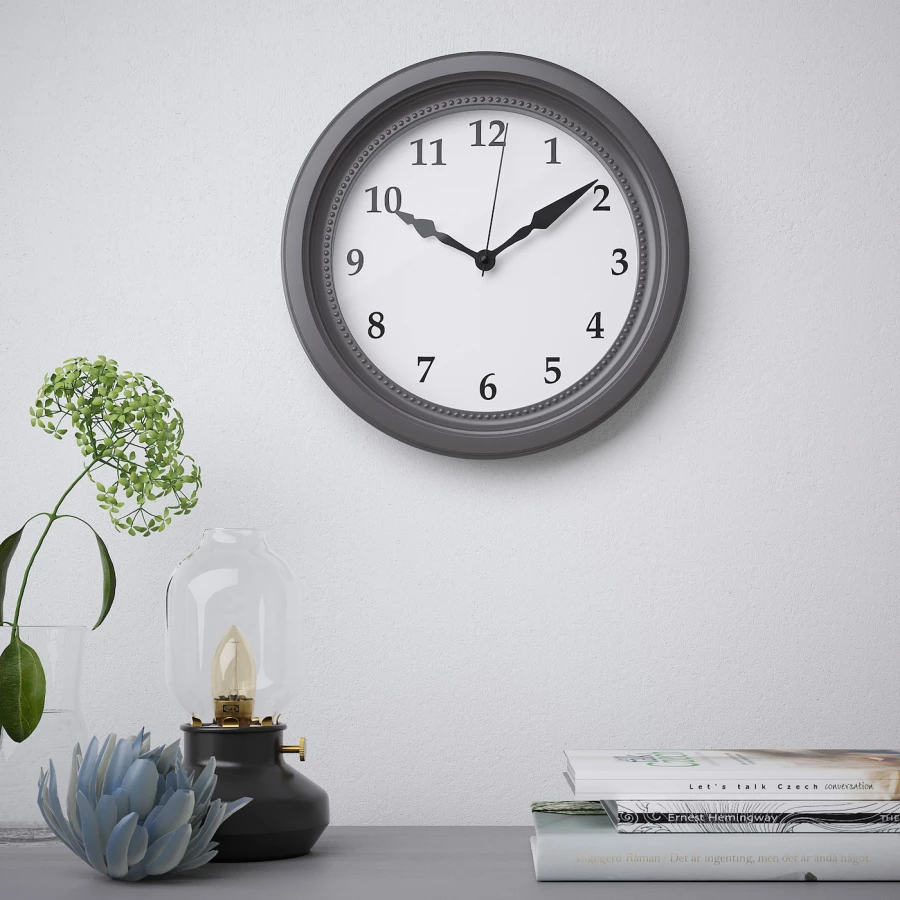 Настенные часы - IKEA SÖNDRUM/SONDRUM/СЁНДРУМ ИКЕА, 35 см, белый/серый (изображение №2)