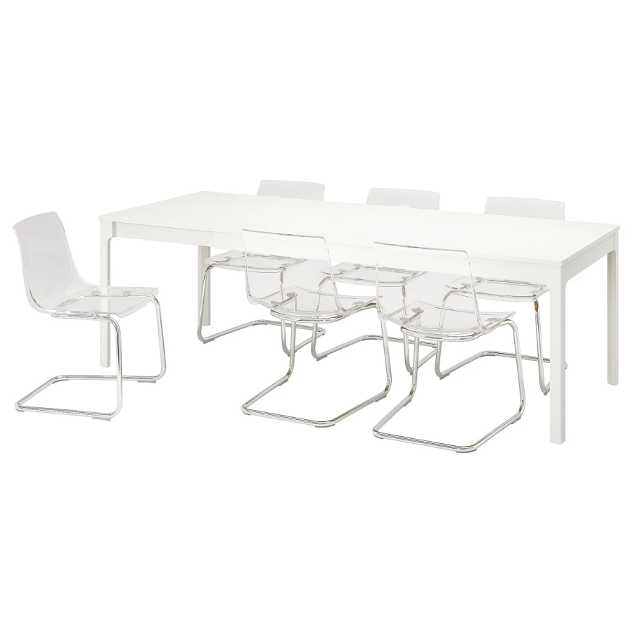 Стол и 6 стульев - IKEA EKEDALEN/TOBIAS/ ЭКЕДАЛЕН/ТОБИАС ИКЕА, 180х240х90 см, белый (изображение №1)