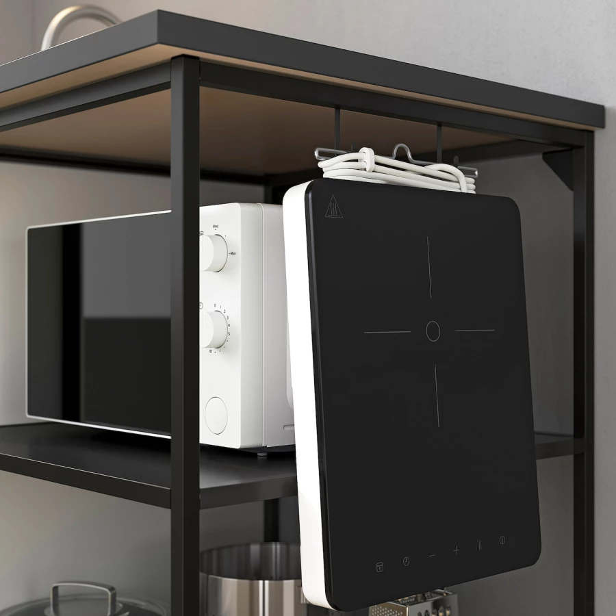 Комбинация для кухонного хранения  - ENHET  IKEA/ ЭНХЕТ ИКЕА, 103x63,5x222 см, белый/серый (изображение №5)