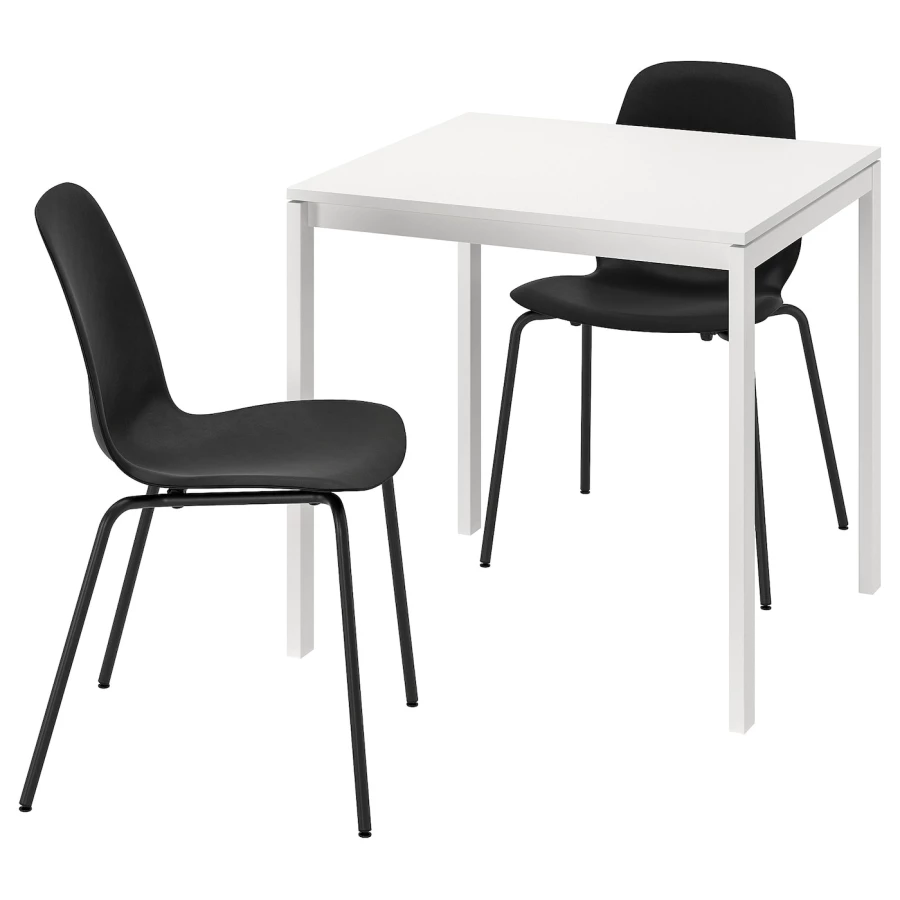 Кухонный стол - MELLTORP/LIDÅS IKEA/МЕЛЛЬТОРП /ЛИДОС ИКЕА, 75х75 см, белый/черный (изображение №1)