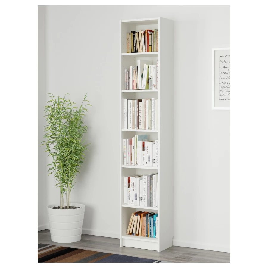 Открытый книжный шкаф - BILLY IKEA/БИЛЛИ ИКЕА, 28х40х202 см, белый (изображение №2)