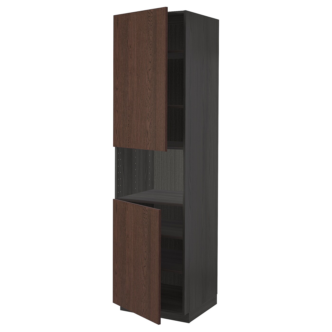 Высокий шкаф - IKEA METOD/МЕТОД ИКЕА, 220х60х60 см, черный/коричневый