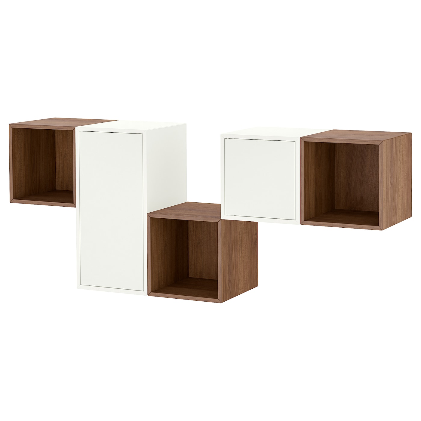 Комбинация навесных шкафов - IKEA EKET, 175x35x70 см, белый/орех, ЭКЕТ ИКЕА