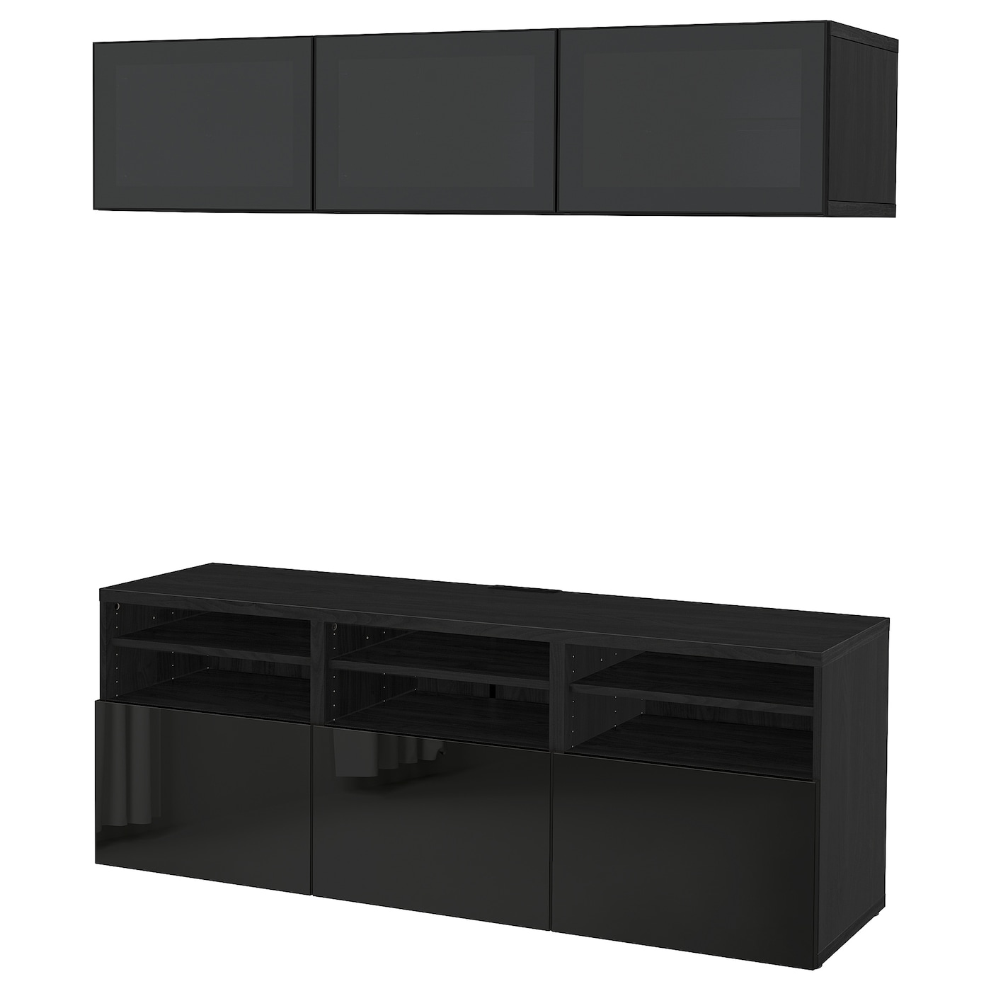 Комбинация для хранения ТВ - IKEA BESTÅ/BESTA, 192x42x180см, черный, БЕСТО ИКЕА