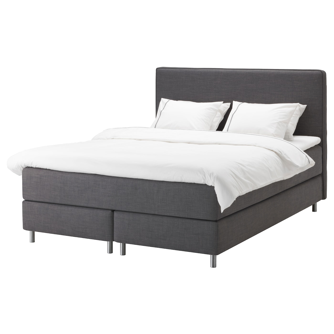 Континентальная кровать - IKEA DUNVIK, 200х180 см, матрас жесткий/средне-жесткий, темно-серый, ДУНВИК ИКЕА