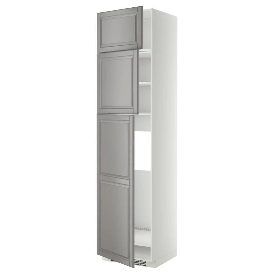 Высокий холодильный шкаф - IKEA METOD/МЕТОД ИКЕА, 60х60х240 см, серый/белый (изображение №1)