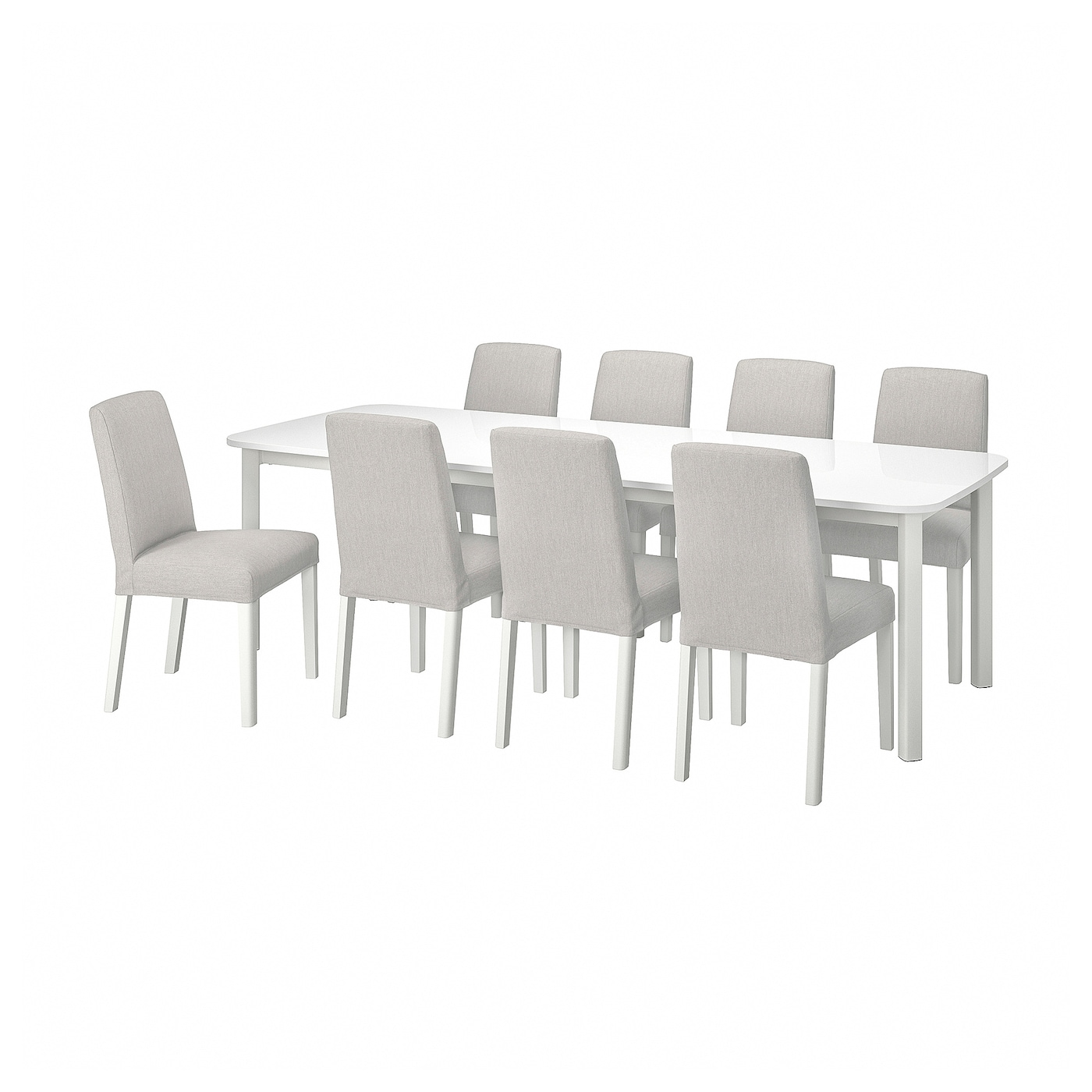 Стол 8 стульев - STRANDTORP  / BERGMUND IKEA/ СТРАНДТОРП/БЕРГМУНД ИКЕА, 205х95х75 см, серый/белый