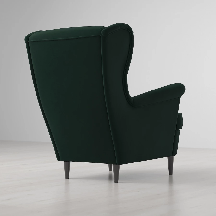 Кресло с подголовником - IKEA STRANDMON, 82х96х101 см, темно-зеленый, СТРАНДМОН ИКЕА (изображение №6)