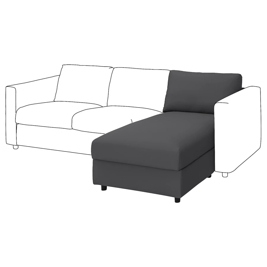 Чехол для 1-местной секции-кушетки дивана - IKEA VIMLE/ВИМЛЕ ИКЕА , серый (изображение №1)