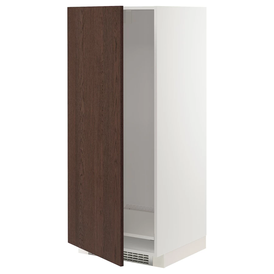 Высокий кухонный шкаф - IKEA METOD/МЕТОД ИКЕА, 140х60х60 см, белый/коричневый (изображение №1)