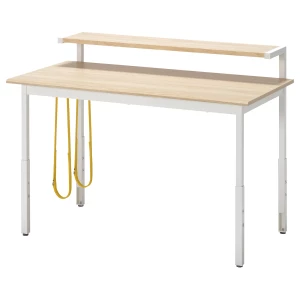 Игровой стол с полкой - IKEA UTVISNING/УТВИСНИНГ ИКЕА, 120x60 см, светло-бежевый/белый