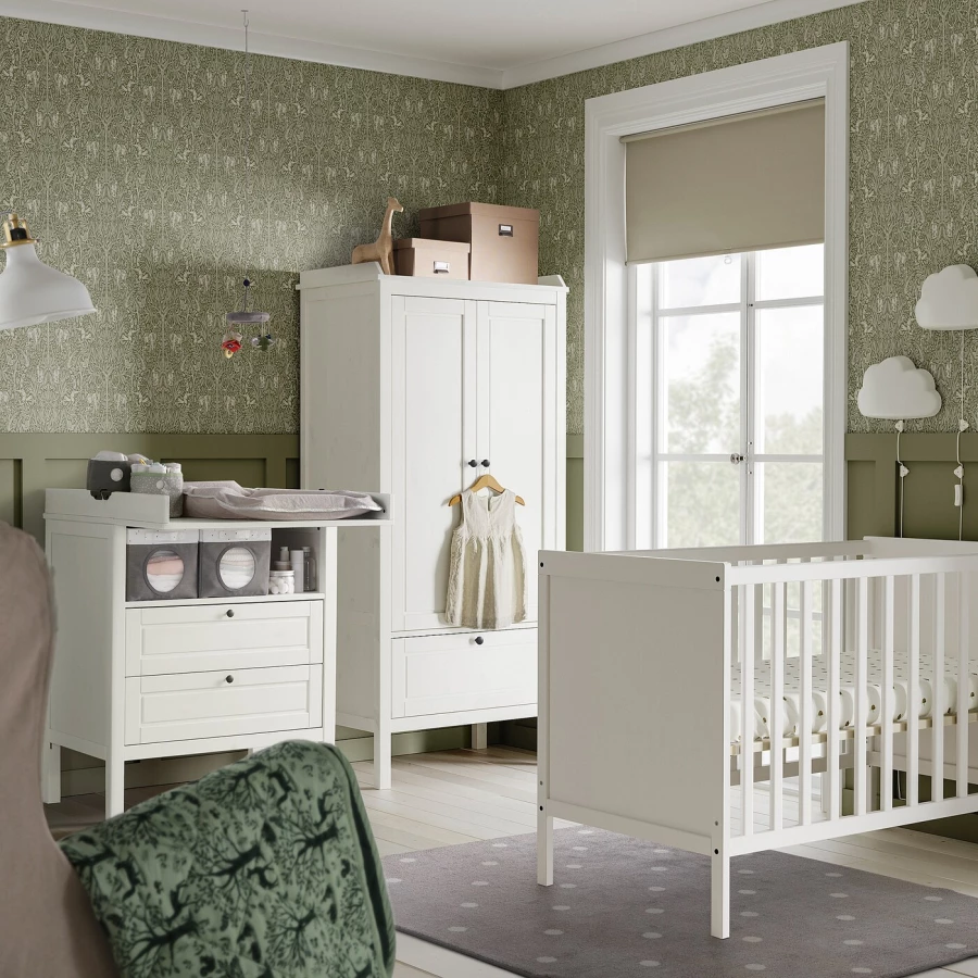 Кровать для новорожденных - IKEA SUNDVIK, 60x120 см, белый, СУНДВИК ИКЕА (изображение №7)