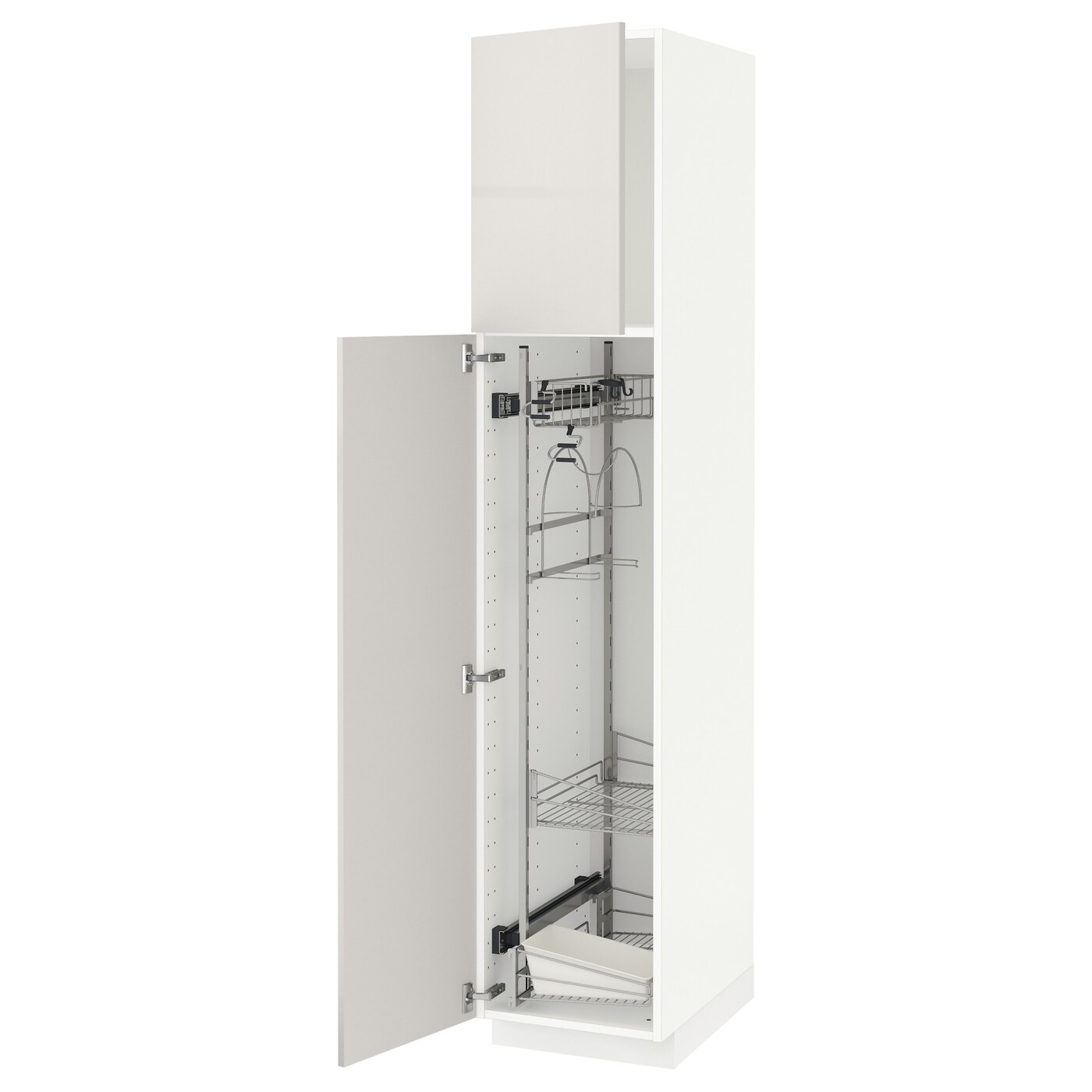Высокий шкаф/бытовой - IKEA METOD/МЕТОД ИКЕА, 200х60х40 см, белый/светло-серый глянцевый