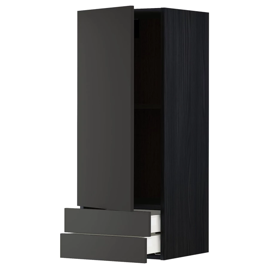 Навесной шкаф с полкой - METOD/MAXIMERA  IKEA/ МЕТОД /МАКСИМЕРА ИКЕА, 100х40 см, черный (изображение №1)
