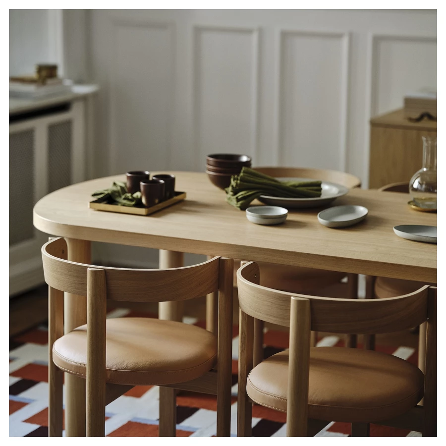 Стол и 6 стульев IKEA STOCKHOLM 2025 / СТОКГОЛЬМ 2025 ИКЕА, 230х90, светло-коричневый (изображение №4)