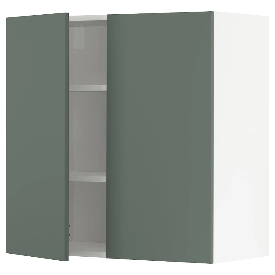 Навесной шкаф с полкой - METOD IKEA/ МЕТОД ИКЕА, 80х80 см,  белый/темно-зеленый (изображение №1)