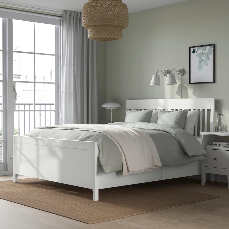 Каркас кровати с ящиками - IKEA IDANÄS/IDANAS, 200х140 см, белый, ИДАНЭС ИКЕА (изображение №3)