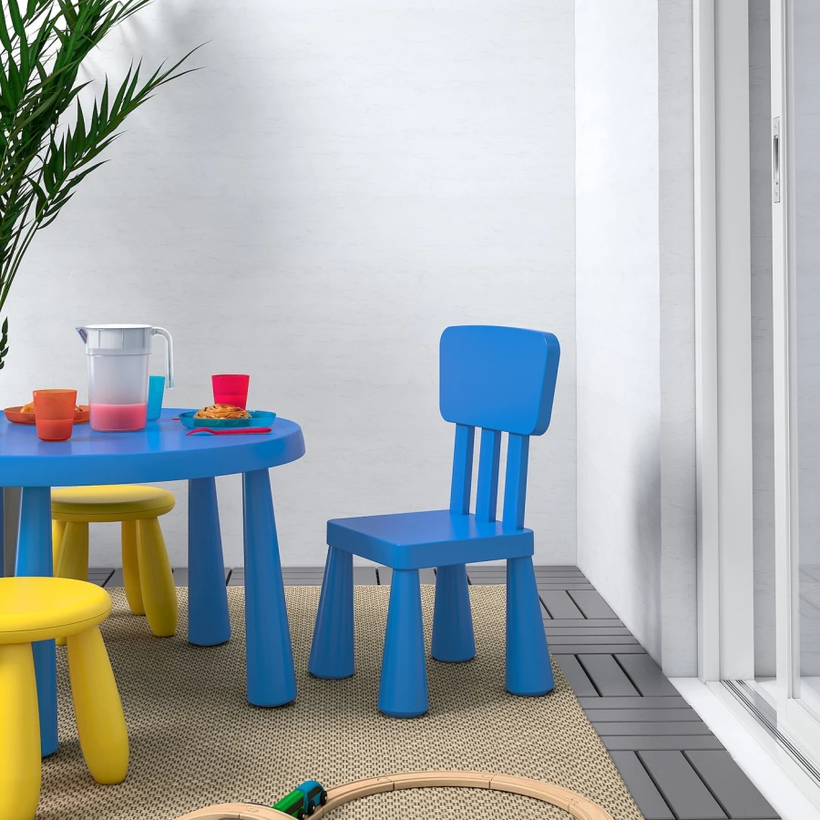 Стул детский - IKEA MAMMUT/МАММУТ ИКЕА, 67х39 см, синий (изображение №2)