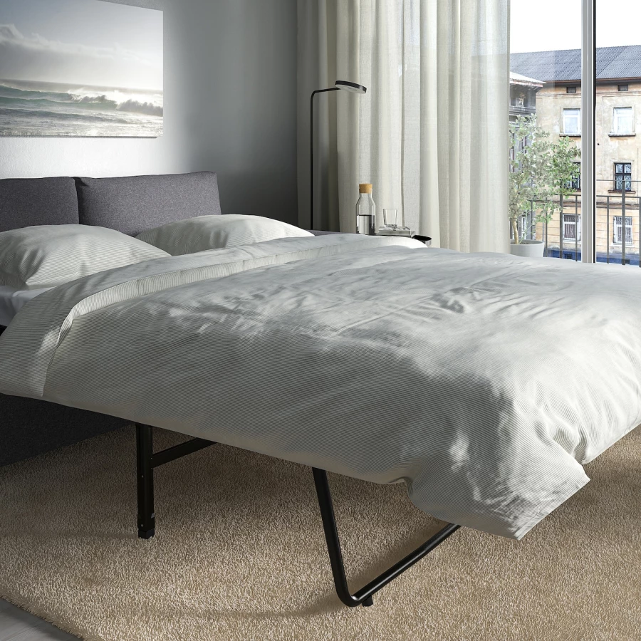 Угловой диван-кровать с шезлонгом - IKEA VIMLE/ВИМЛЕ ИКЕА, 256/356х68х164 см, темно-серый (изображение №4)