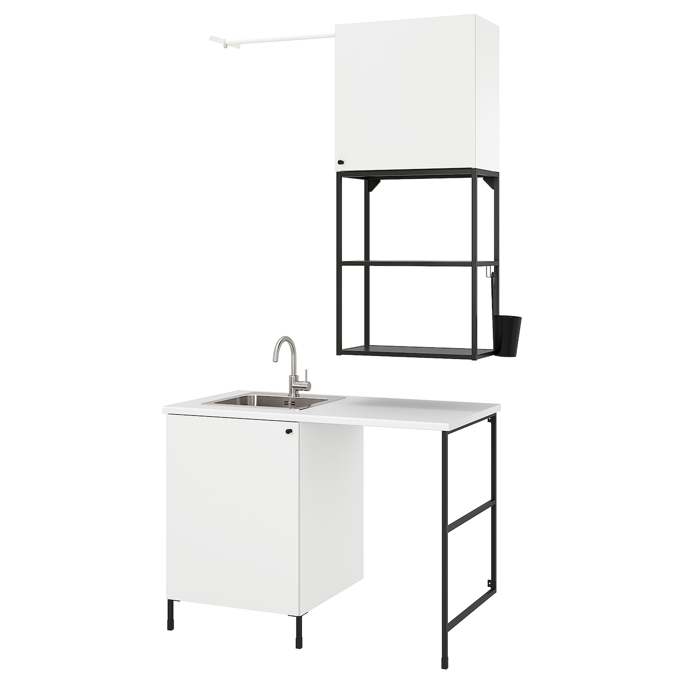 Комбинация для ванной - IKEA ENHET,  139x63.5x87.5 см, белый/антрацит, ЭНХЕТ ИКЕА