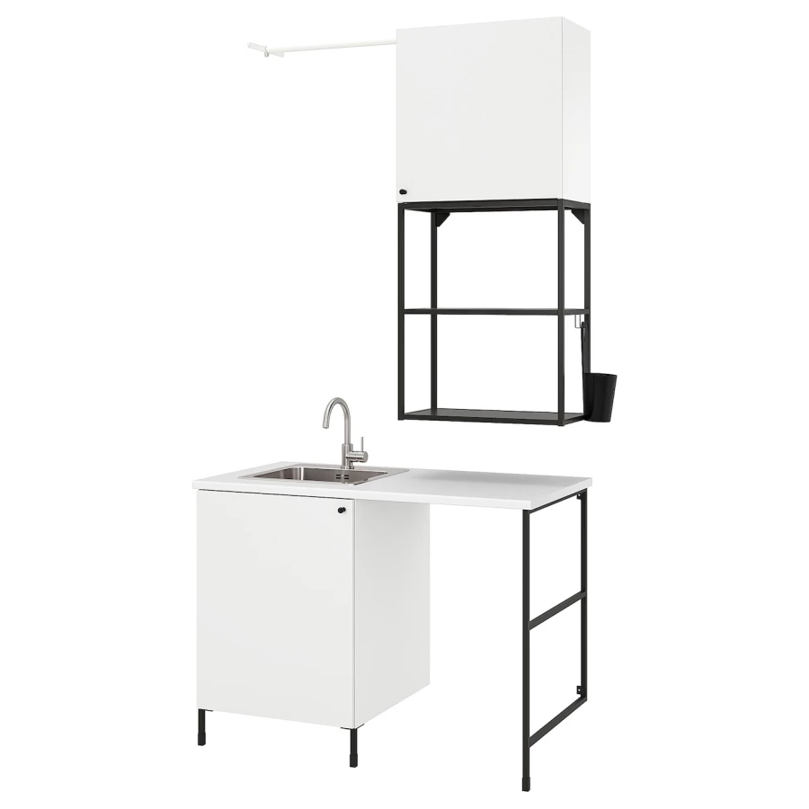Комбинация для ванной - IKEA ENHET,  139x63.5x87.5 см, белый/антрацит, ЭНХЕТ ИКЕА (изображение №1)