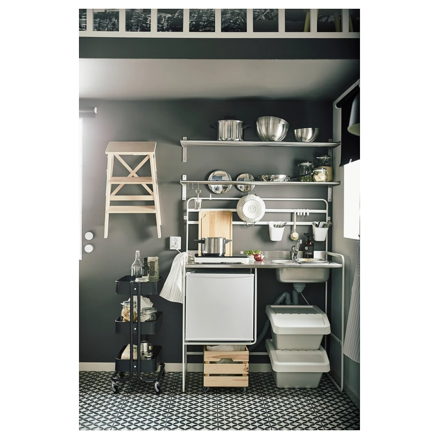 Мини-кухня - SUNNERSTA IKEA/СУННЕРСТА ИКЕА, 112x56x139 см,  белый (изображение №3)