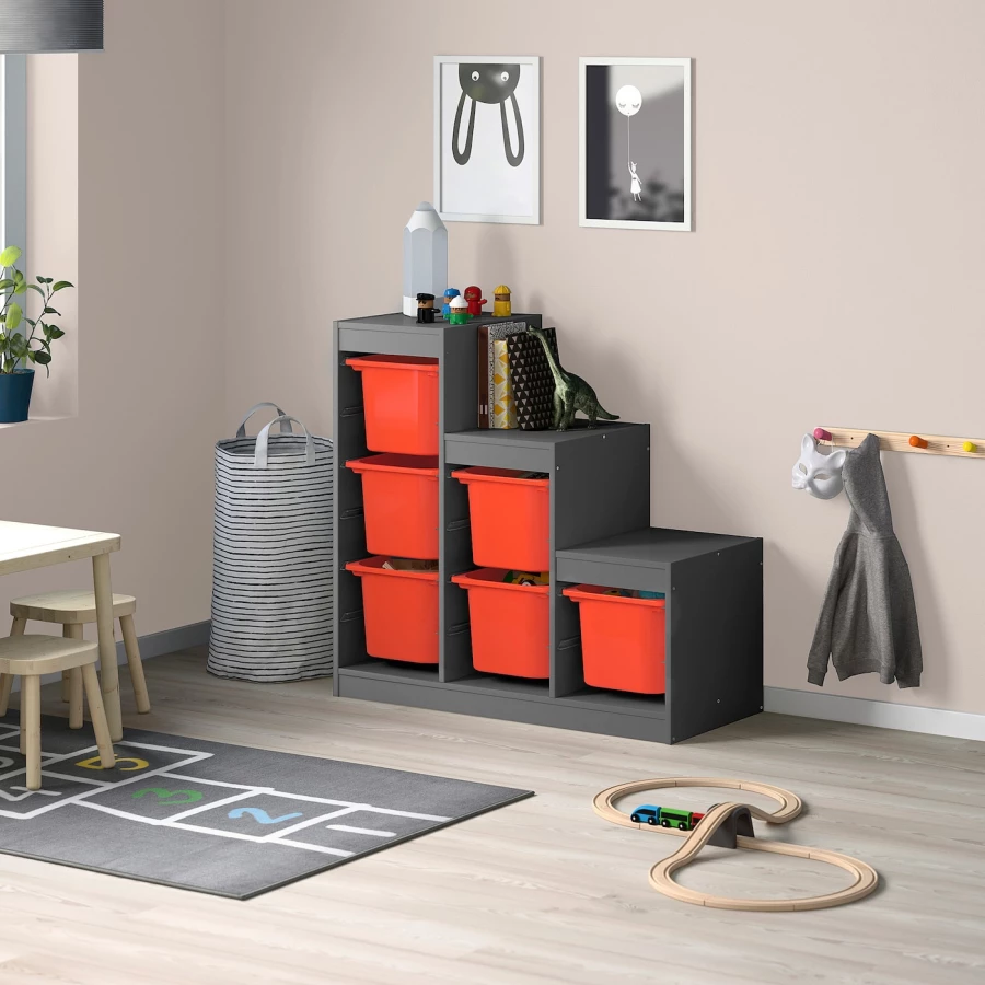 Стеллаж - TROFAST IKEA/ ТРУФАСТ ИКЕА,  99х94х44 см, черный/красный (изображение №2)