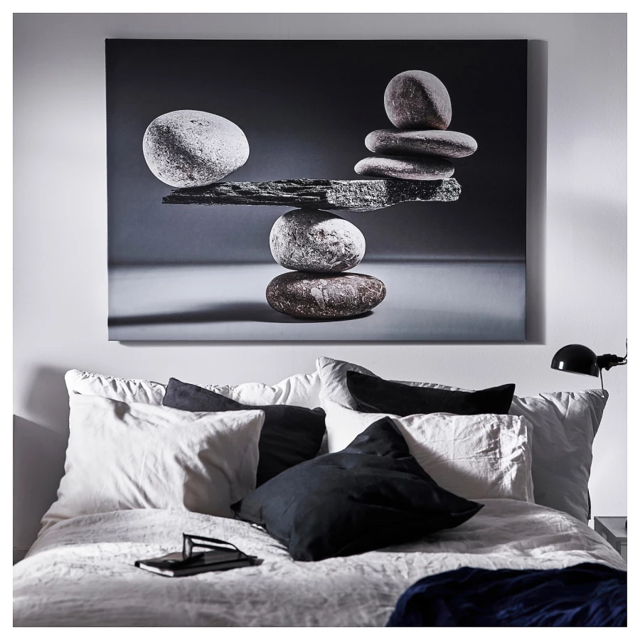 Картина в раме - IKEA BJÖRKSTA/BJORKSTA/БЬЁРКСТА ИКЕА, 140х100 см, "Балансирующие камни" (изображение №2)