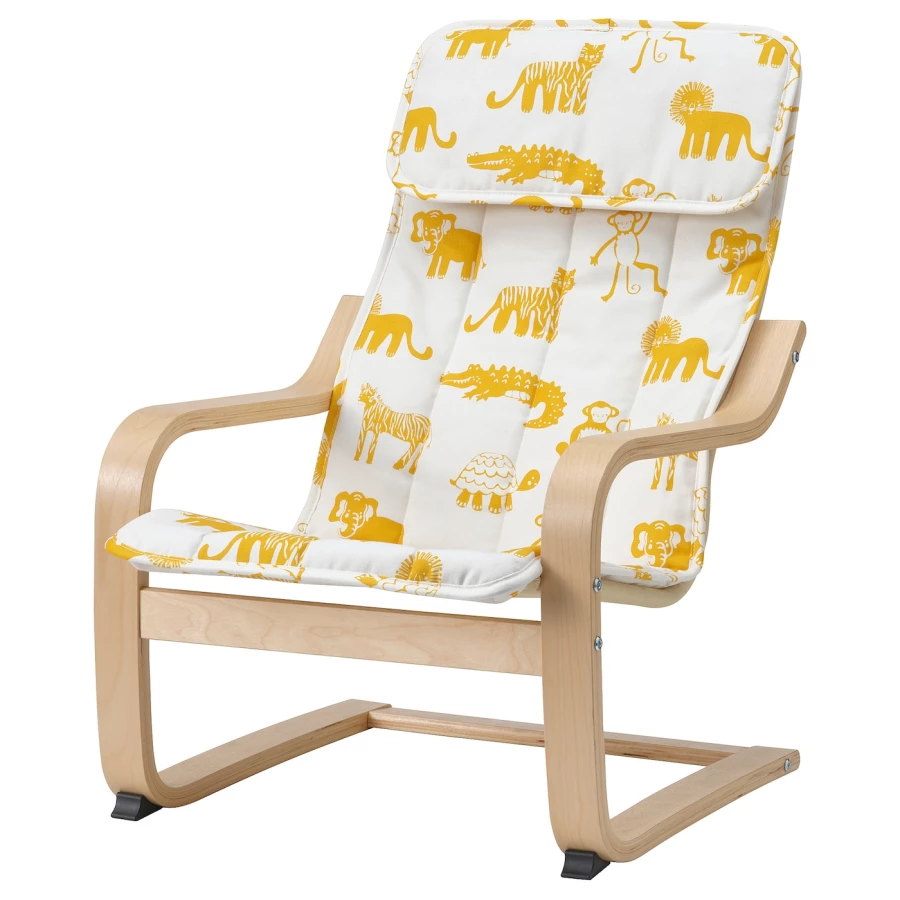 Кресло детское - POÄNG /POANG IKEA/ ПОЭНГ ИКЕА, 68х47 см, белый /желтый (изображение №1)