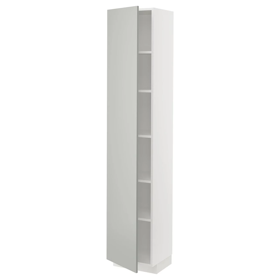 Высокий шкаф с полками - IKEA METOD/МЕТОД ИКЕА, 200х37х40 см, белый/серый (изображение №1)