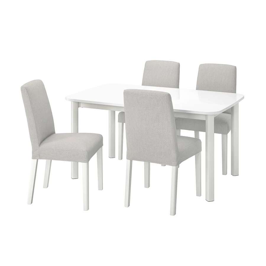 Стол и 4 стула - STRANDTORP / BERGMUND IKEA/ СТРАНДТОРП/БЕРГМУНД ИКЕА, 205х95х75 см, белый/серый (изображение №1)