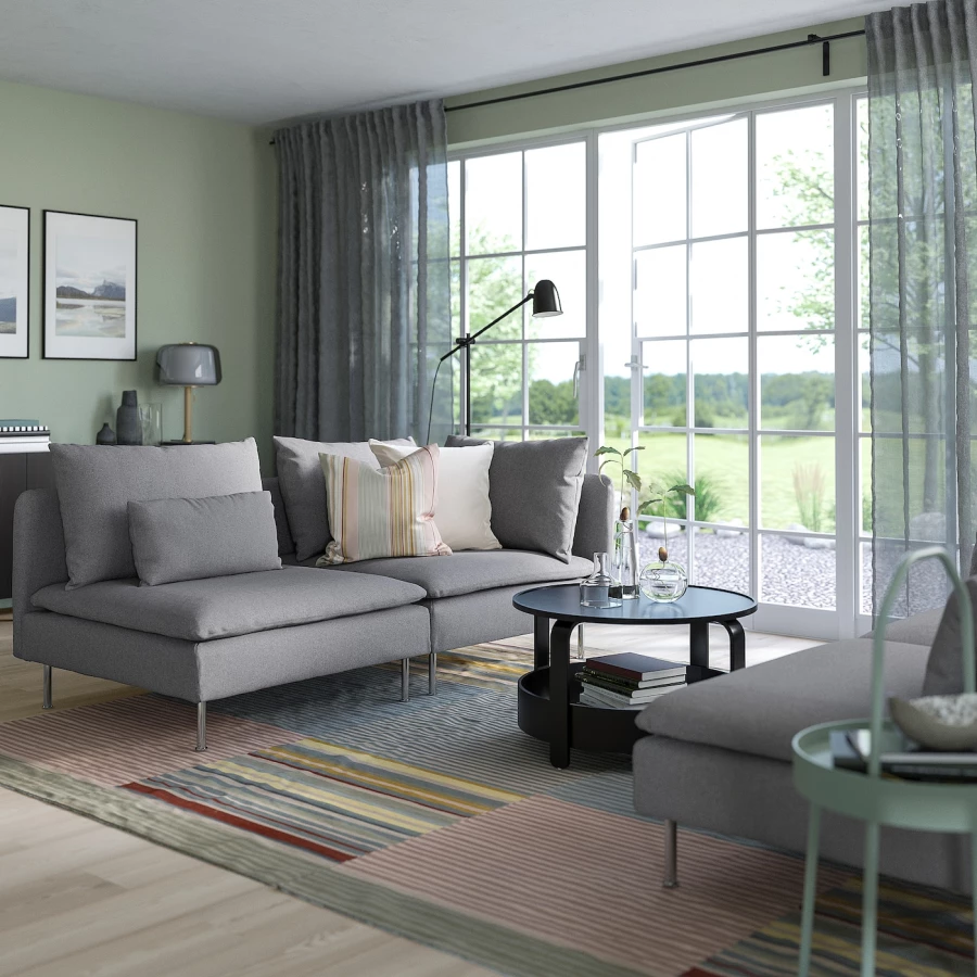 3-местный диван - IKEA SÖDERHAMN/SODERHAMN, 99x192см, серый, СОДЕРХАМН ИКЕА (изображение №2)