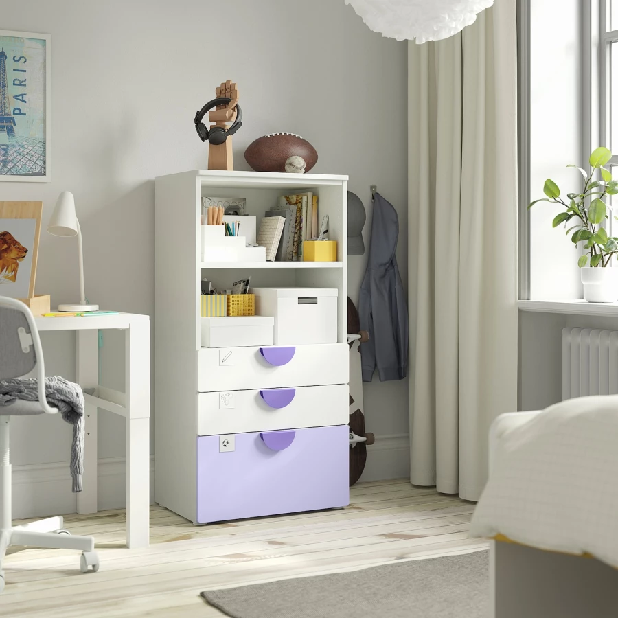 Гардероб - IKEA SMÅSTAD/SMASTAD/СМОСТАД ИКЕА,  123х60 см, белый/фиолетовый (изображение №6)