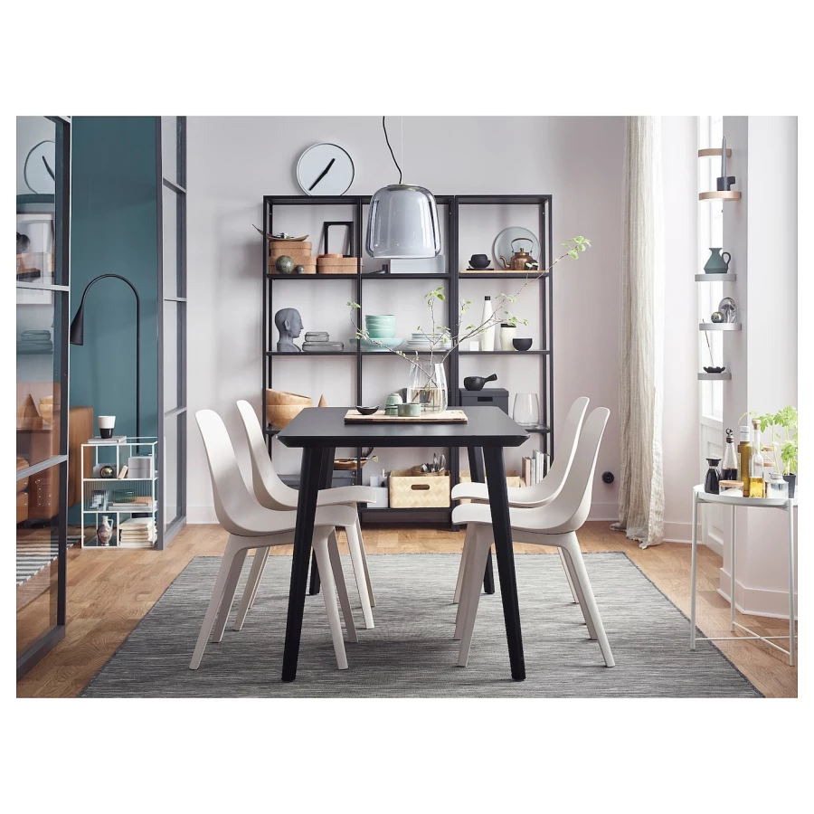 Стеллаж - IKEA VITTSJÖ/VITTSJO, 151х36х175 см, черно-коричневый/стекло, ВИТШЁ/ВИТШЕ ИКЕА (изображение №2)