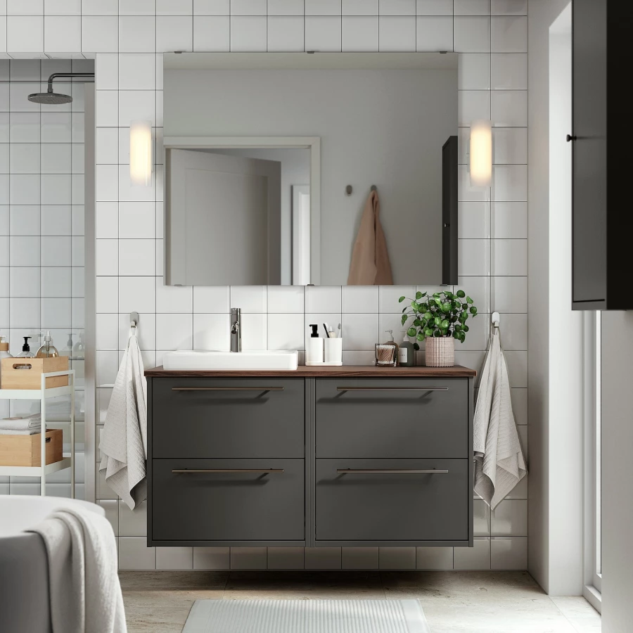 Тумба для ванной  - HAVBÄCK / ORRSJÖN/  HAVBАCK / ORRSJОN IKEA/ХАВБЕК / ОРРДЖЕН ИКЕА, 71х122 см, коричневый /черный (изображение №2)