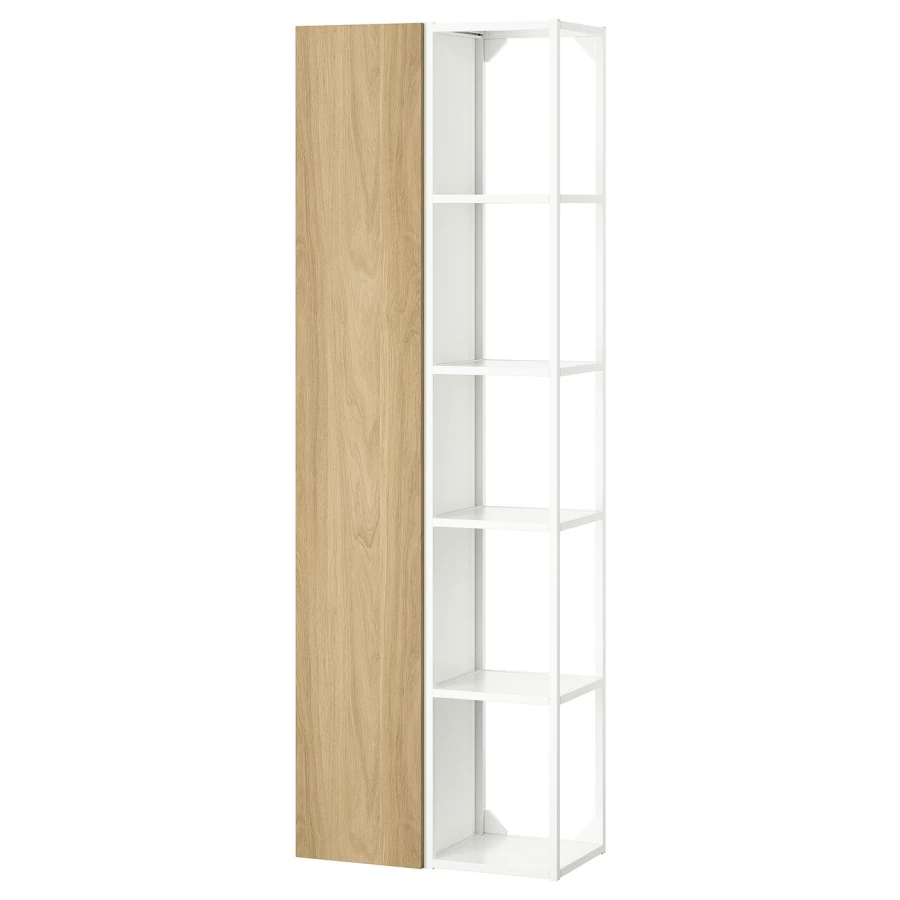 Книжный шкаф -  ENHET IKEA/ ЭНХЕТ ИКЕА, 180х60 см, белый/под беленый дуб (изображение №1)