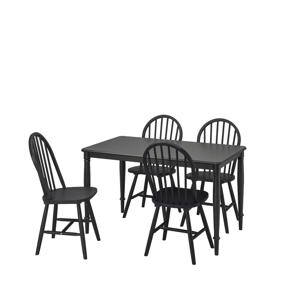 Стол и 4 стула - DANDERYD / SKOGSTA  IKEA/ ДАНДЭРЮД / СКОГСТА ИКЕА, 130х75/94х43   см, черный (изображение №1)