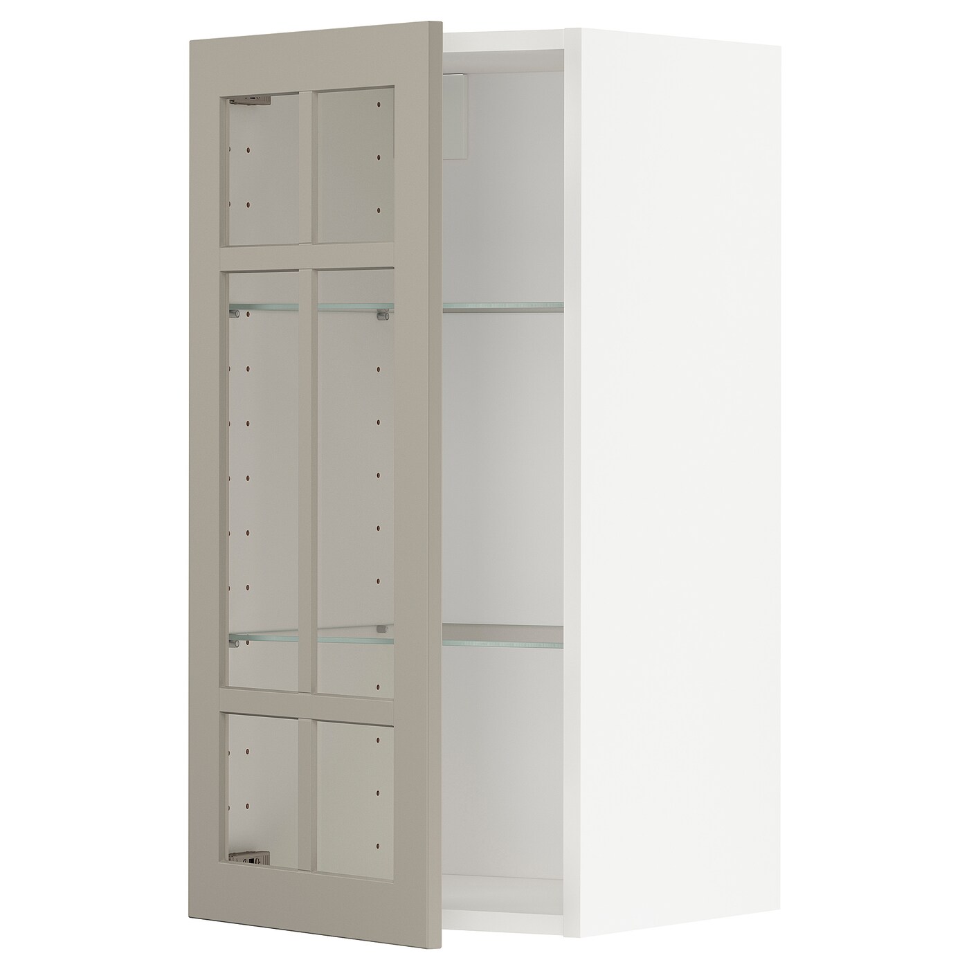 Шкаф со стеклянными дверцами  - METOD  IKEA/  МЕТОД ИКЕА, 80х40 см, белый/бежевый