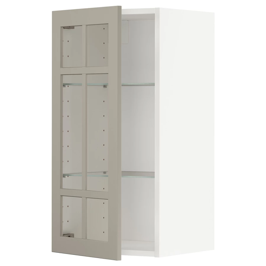 Шкаф со стеклянными дверцами  - METOD  IKEA/  МЕТОД ИКЕА, 80х40 см, белый/бежевый (изображение №1)