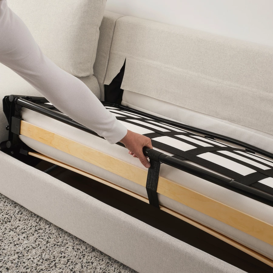 Угловой диван-кровать с шезлонгом - IKEA VIMLE/ВИМЛЕ ИКЕА, 249/349х83х164 см, белый (изображение №7)