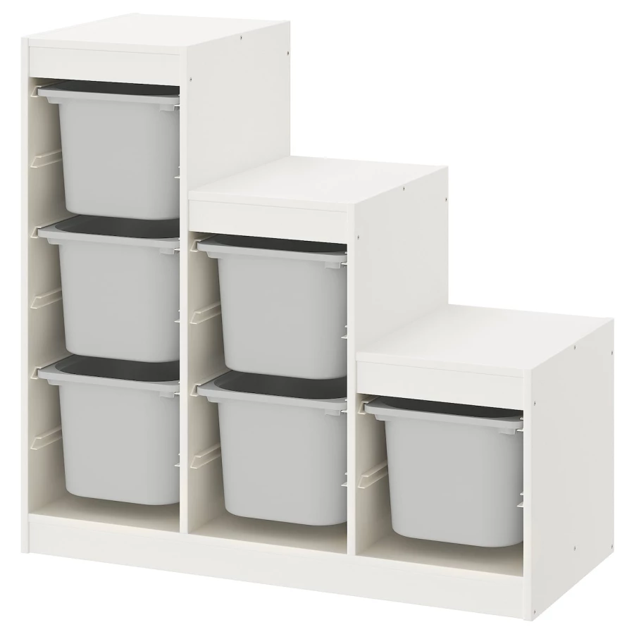 Стеллаж - IKEA TROFAST, 99х44х94 см, белый/серый, ТРУФАСТ ИКЕА (изображение №1)
