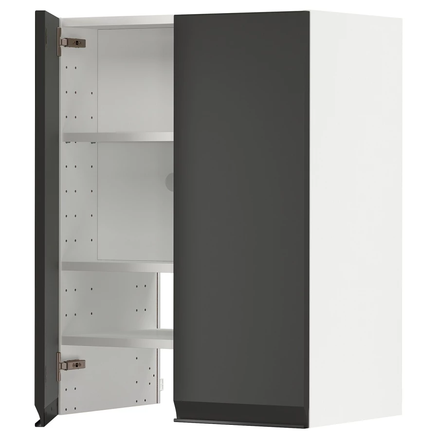 Навесной шкаф с полкой - METOD IKEA/ МЕТОД ИКЕА, 60х80 см, белый/черный (изображение №1)