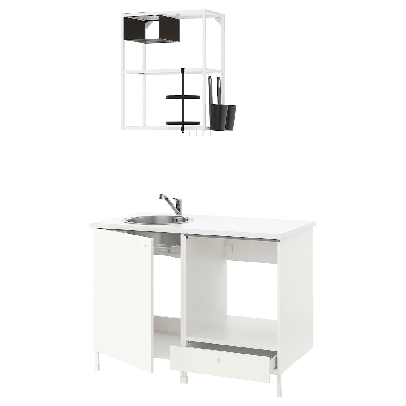 Кухонная комбинация для хранения -  ENHET  IKEA/ ЭНХЕТ ИКЕА, 123x63,5x222 см, белый