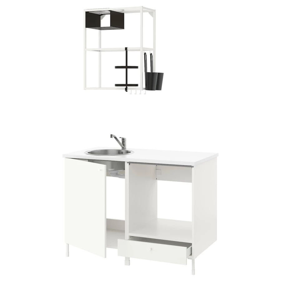 Кухонная комбинация для хранения -  ENHET  IKEA/ ЭНХЕТ ИКЕА, 123x63,5x222 см, белый (изображение №1)
